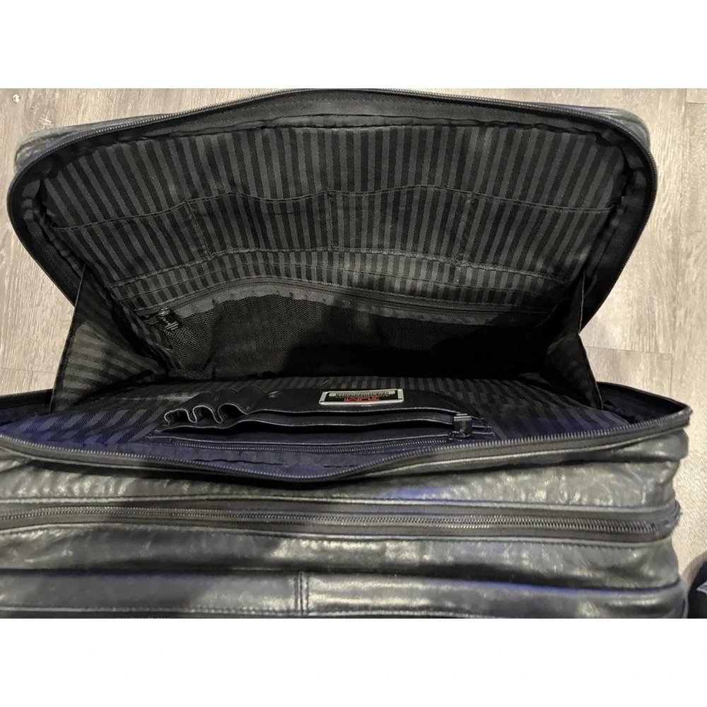 TUMI Alpha Leather Laptop Briefcase - 9674D3 - Black Travel Bag
